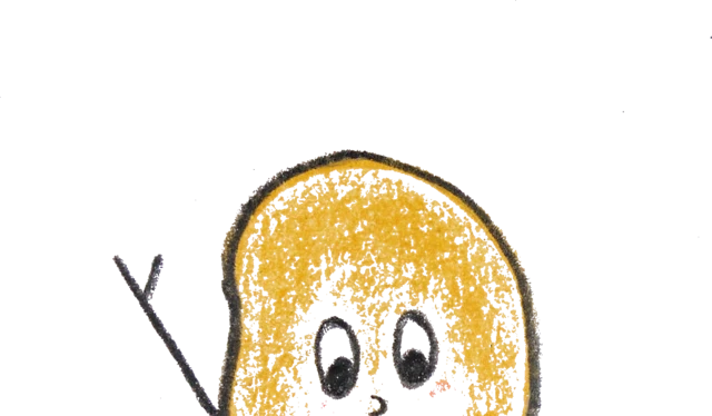 Sauce, a golden dollop of applesauce, waving hello